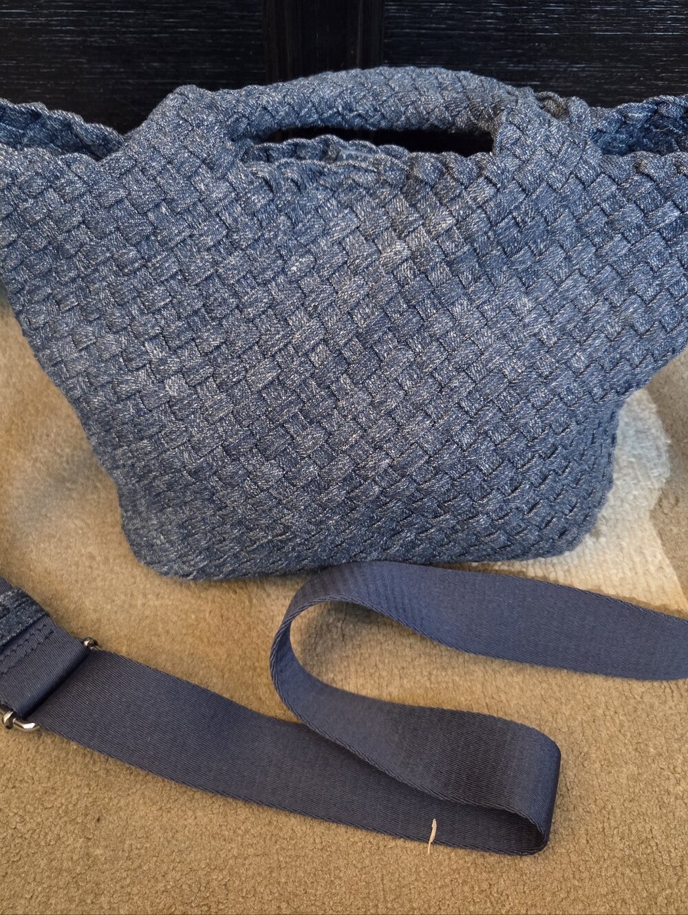 Rachel Zoe Textured Knit Blue Adjustable Strap for Shoulder or Cross Body Bag